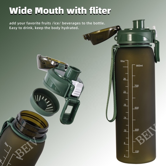 Outdoor School Empty Canteen Fitness Football Sport Water Bottles With Motivational Time Marker