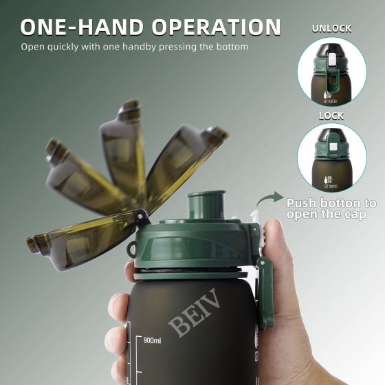 Outdoor School Empty Canteen Fitness Football Sport Water Bottles With Motivational Time Marker