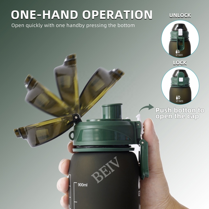 Outdoor School Empty Canteen Fitness Football Sport Water Bottles With Motivational Time Marker