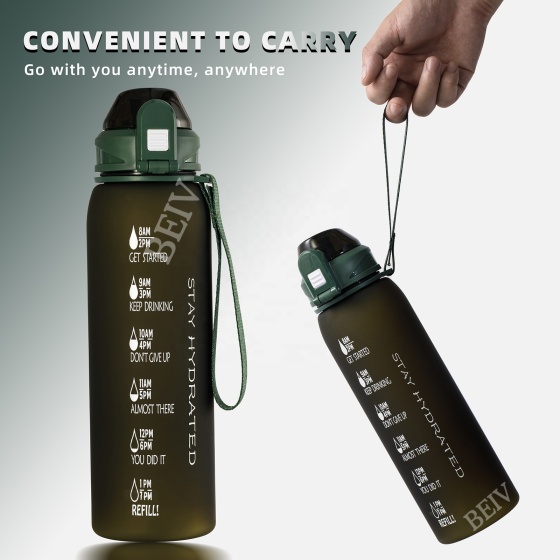 Outdoor School Empty Canteen Fitness Football Sport Water Bottles With Motivational Time Marker