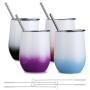 Wholesale Vacuum Insulated Double Walled Stainless Steel 12oz Sublimation Blanks Gradient Wine Tumbler Mugs With Lid