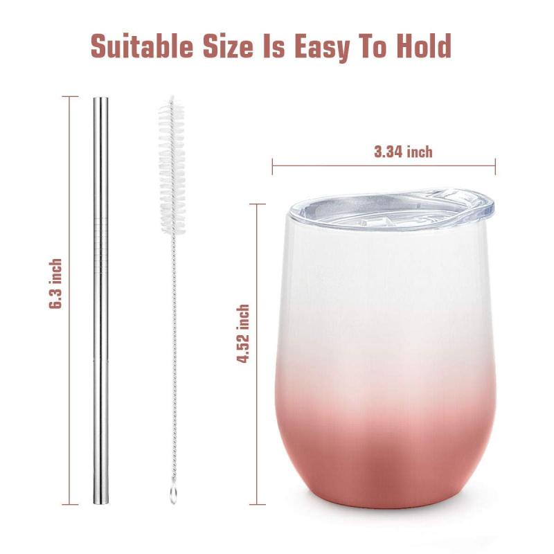 Wholesale Vacuum Insulated Double Walled Stainless Steel 12oz Sublimation Blanks Gradient Wine Tumbler Mugs With Lid