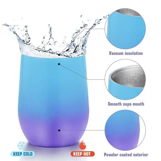 Wholesale Vacuum Insulated Double Walled Stainless Steel 12oz Sublimation Blanks Gradient Wine Tumbler Mugs With Lid