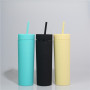 New Bpa Free Blanks Slim Small Clear Colored Dome 16 oz Acrylic Tumbler Plastic Water Bottle With Lids and Reusable Straws
