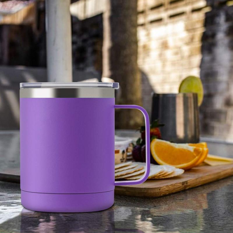 Custom Color Metal Handle 12Oz Coffee Cup Printed Insulated Stainless Steel Coffee Mugs