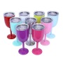 Double Wall Vacuum Insulated Stem 10 OZ Stainless Steel Wine Glass With Lid