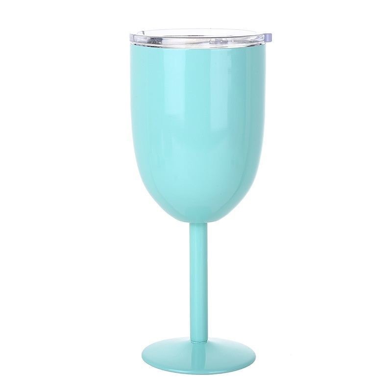 Double Wall Vacuum Insulated Stem 10 OZ Stainless Steel Wine Glass With Lid