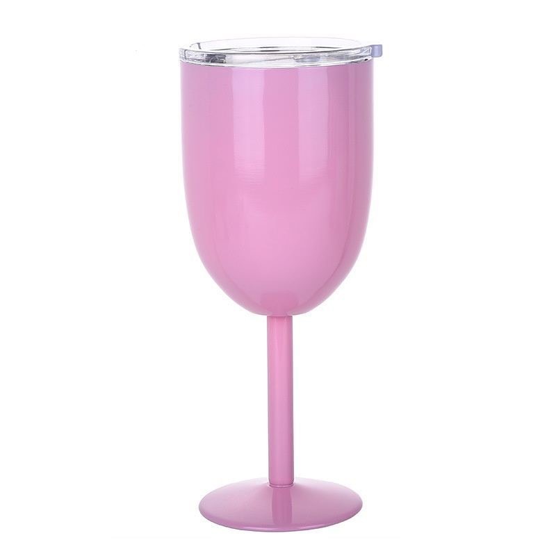 Double Wall Vacuum Insulated Stem 10 OZ Stainless Steel Wine Glass With Lid