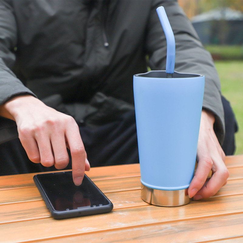 Luxury 520 Ml Stainless Steel Keep Cold  Ice Travel  Hotel Clear Drink Tea Coffee Cup Mug  Tumbler With Straw