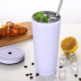 Customize Eco-Travel  Keep Hot Keep Cold Stainless Steel Coffee Skinny  Mug Tumbler Cups With Straw and Lid