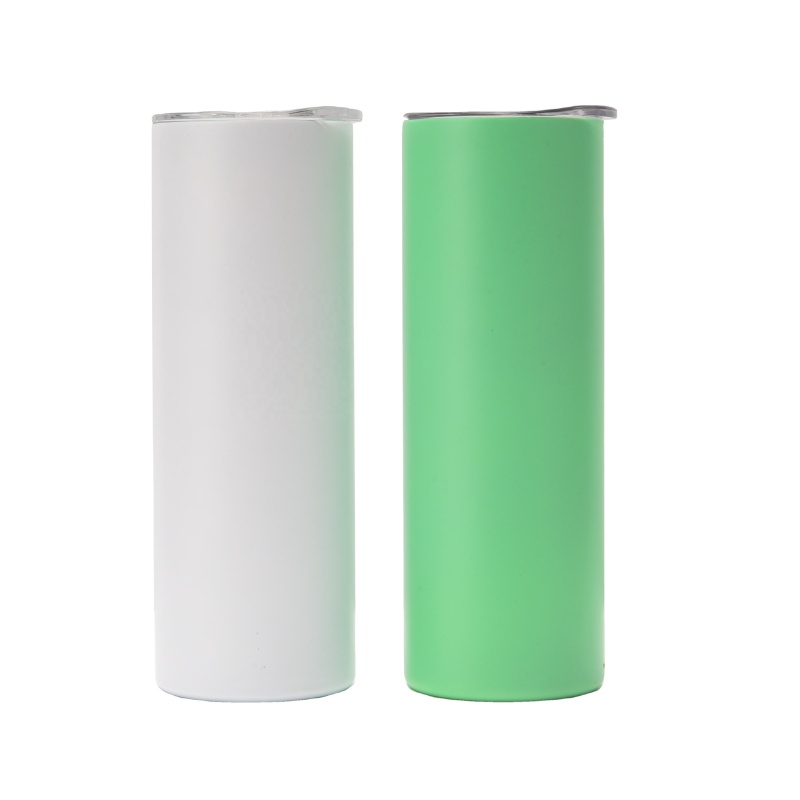 New Metal Double Wall Stainless Steel Luminous Paint  Green 20 Oz Straight Sublimation Glow in Dark Tumblers With Lid and Straw