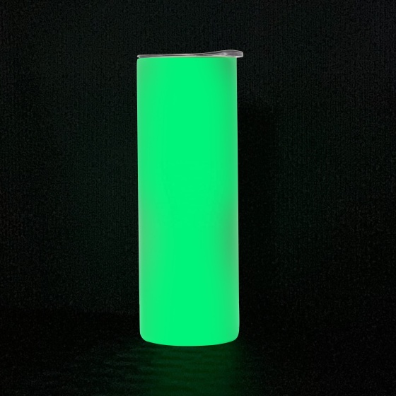 New Metal Double Wall Stainless Steel Luminous Paint  Green 20 Oz Straight Sublimation Glow in Dark Tumblers With Lid and Straw