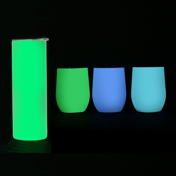 New Metal Double Wall Stainless Steel Luminous Paint  Green 20 Oz Straight Sublimation Glow in Dark Tumblers With Lid and Straw