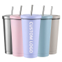 Personalized Bulk Reusable Sealed 750Ml 24Oz Insulated Double Wall Stainless Steel Cups Tumblers With Lid and Straw