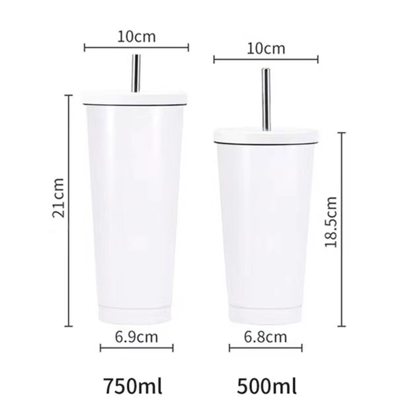 Personalized Bulk Reusable Sealed 750Ml 24Oz Insulated Double Wall Stainless Steel Cups Tumblers With Lid and Straw