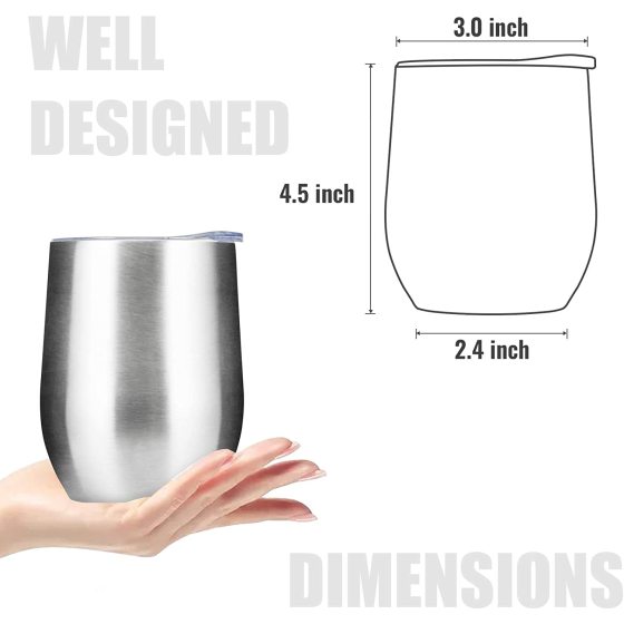 New Products Stainless Steel Stemless Sublimation Blanks 12oz Wine Tumbler Glass with Lids