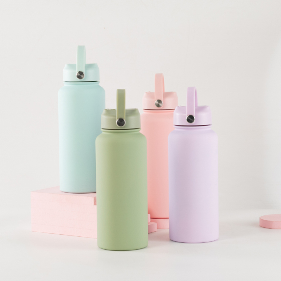Wholesale Luxury Bpa Free Custom Logo Portable Metal 650ML Stainless Steel Water Bottle With Straw Lid with Handle
