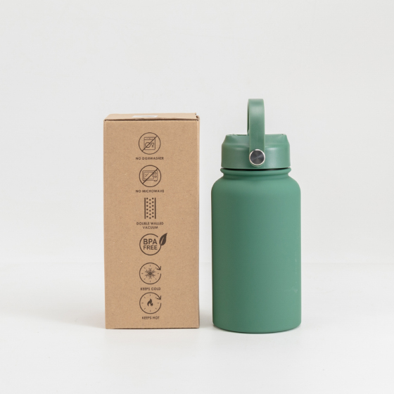 Wholesale Luxury Bpa Free Custom Logo Portable Metal 650ML Stainless Steel Water Bottle With Straw Lid with Handle