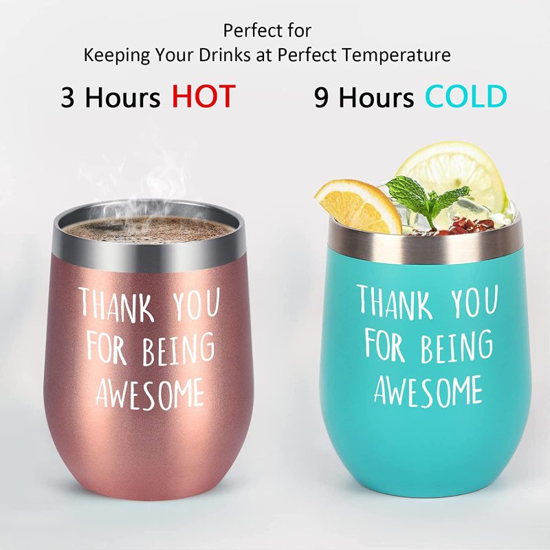 RTS Wholesale Custom Custom Logo Personalized 12Oz Double Walled Stainless Steel Insulated Stemless Wine Tumbler Cup With Lid