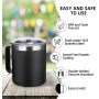 OEM Reusable Thermal Double Wall Vacuum Insulated Stainless Steel Flask Coffee Cup Travel 14 OZ Mug Tumbler with Lid and Handle