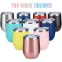 Wholesale 12Oz Double Wall Stemless Stainless Steel Insulated Vacuum Egg Shape Tumbler Mugs Cup Wine Glass With Lids