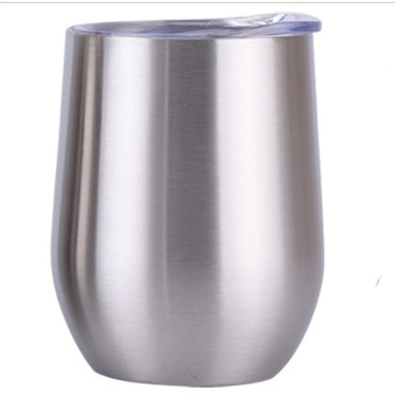 Wholesale 12Oz Double Wall Stemless Stainless Steel Insulated Vacuum Egg Shape Tumbler Mugs Cup Wine Glass With Lids