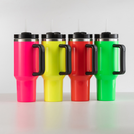 YUNIXIN Stainless Steel Insulated Glass 40Oz Neon  Sublimation Ready Cup Tumbler Water Bottle With Handle