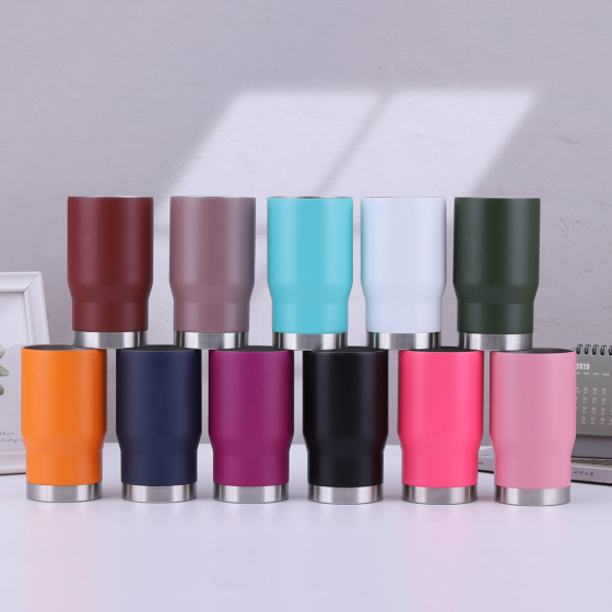 In Bulk 14oz 12Oz Slim Insulated Double Wall Skinny Beer Cooler Insulator Holder Stainless Steel Cup With Build-in Beer Opener