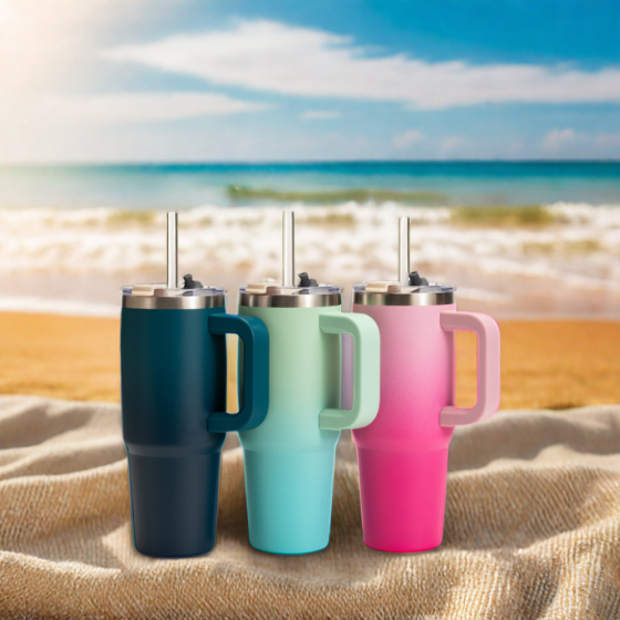 Wholesale Bulk Leak Proof Insulated Stainless Steel 40 oz Gradient Color Tumbler With Handle