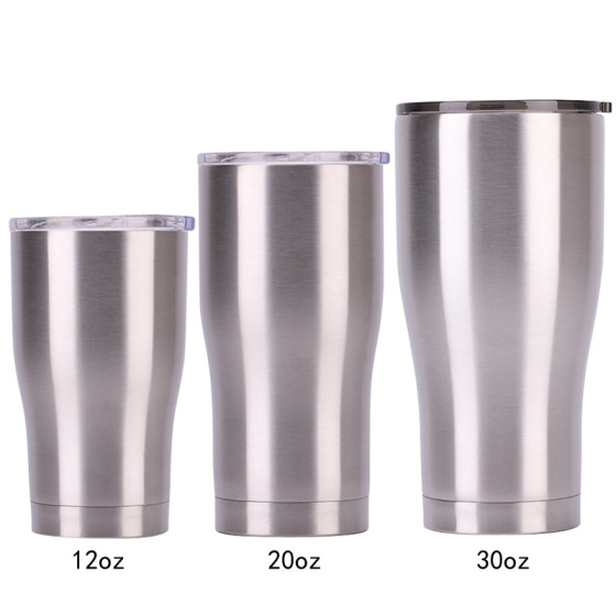 12OZ 20OZ 24OZ 30OZ Double Wall Vacuum Insulated Curve Stainless Steel Tumbler With Lid