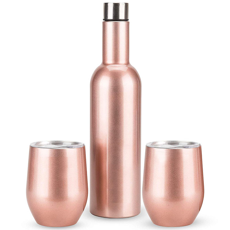 Custom 750Ml Stainless Steel Wine Growler Tumbler Stainless Steel Water Bottle With Straw