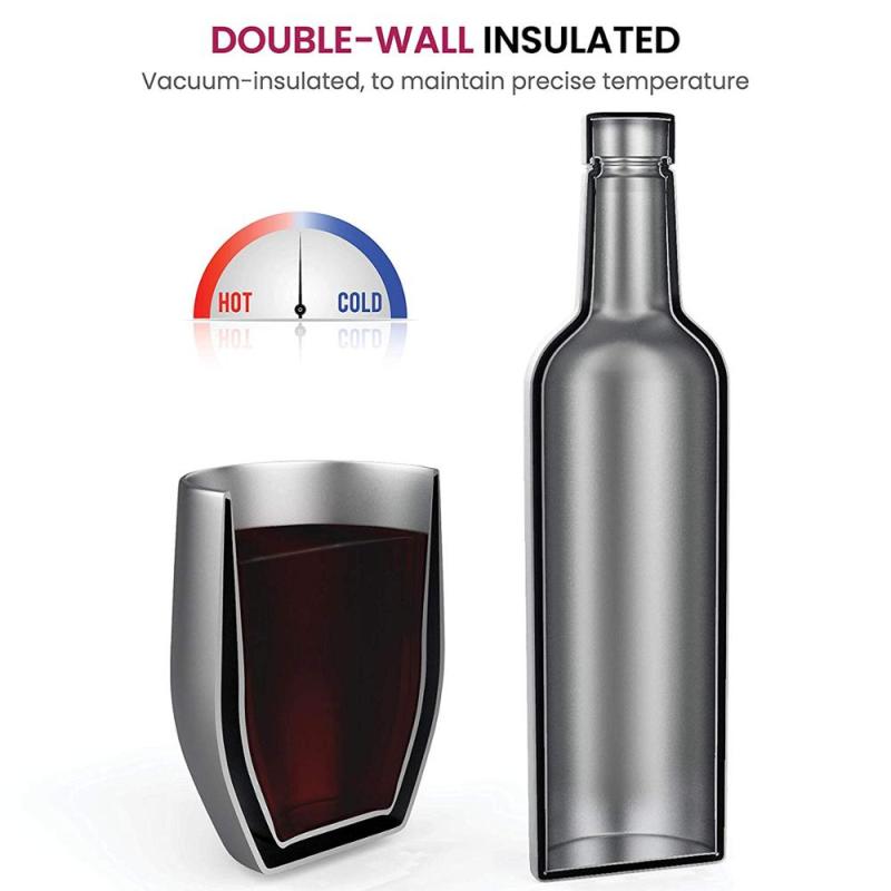 Custom 750Ml Stainless Steel Wine Growler Tumbler Stainless Steel Water Bottle With Straw