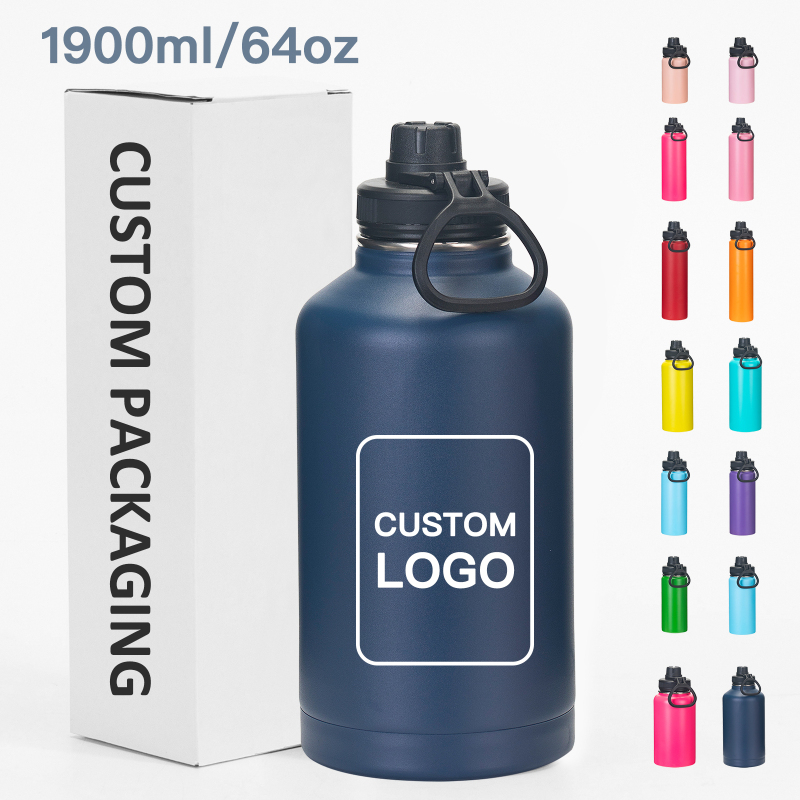 Custom logo Wholesale Powder Coated Metal Thermal Wide Mouth Steel 22oz  Gym Sports Insulated Water Bottle
