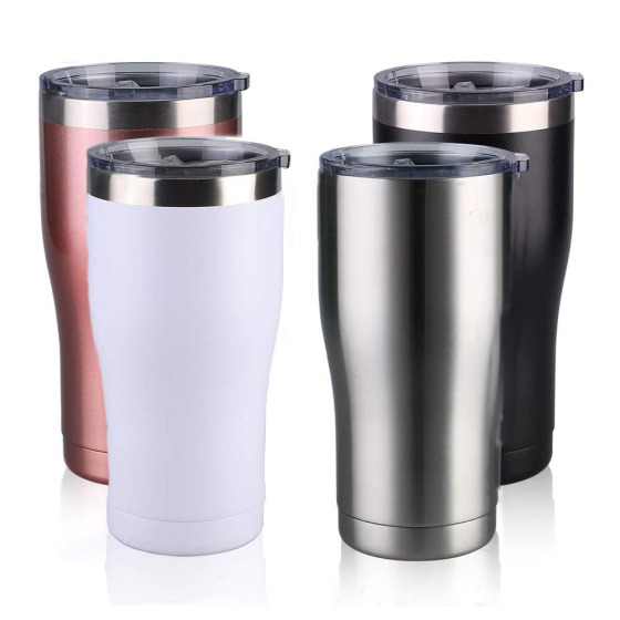 Wholesale Powder Coated Vacuum Insulated Coffee Curved 20Oz Warmer Thermal Car Mug Cup Tumbler With Lid