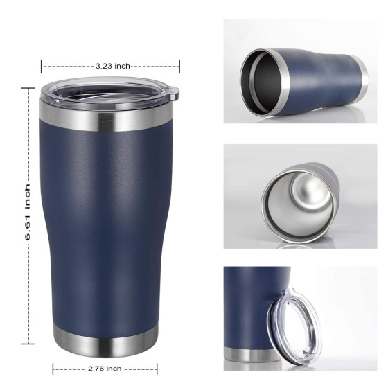 Wholesale Powder Coated Vacuum Insulated Coffee Curved 20Oz Warmer Thermal Car Mug Cup Tumbler With Lid