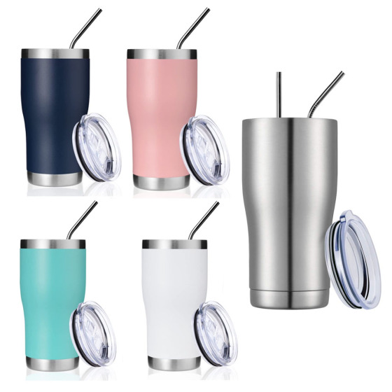 Wholesale Powder Coated Vacuum Insulated Coffee Curved 20Oz Warmer Thermal Car Mug Cup Tumbler With Lid