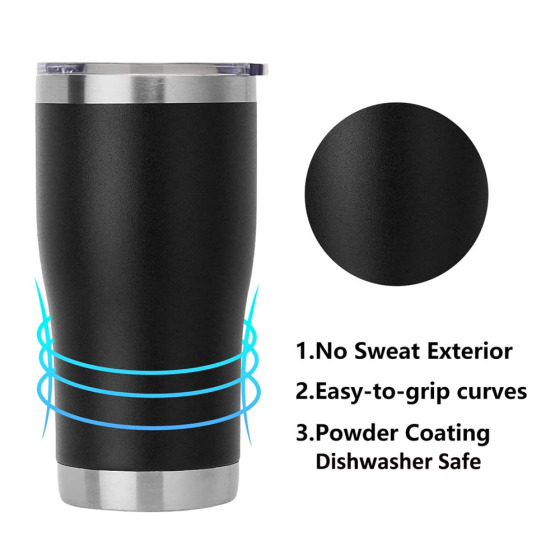 Wholesale Powder Coated Vacuum Insulated Coffee Curved 20Oz Warmer Thermal Car Mug Cup Tumbler With Lid