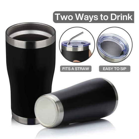 Wholesale Powder Coated Vacuum Insulated Coffee Curved 20Oz Warmer Thermal Car Mug Cup Tumbler With Lid