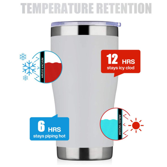 Wholesale Powder Coated Vacuum Insulated Coffee Curved 20Oz Warmer Thermal Car Mug Cup Tumbler With Lid