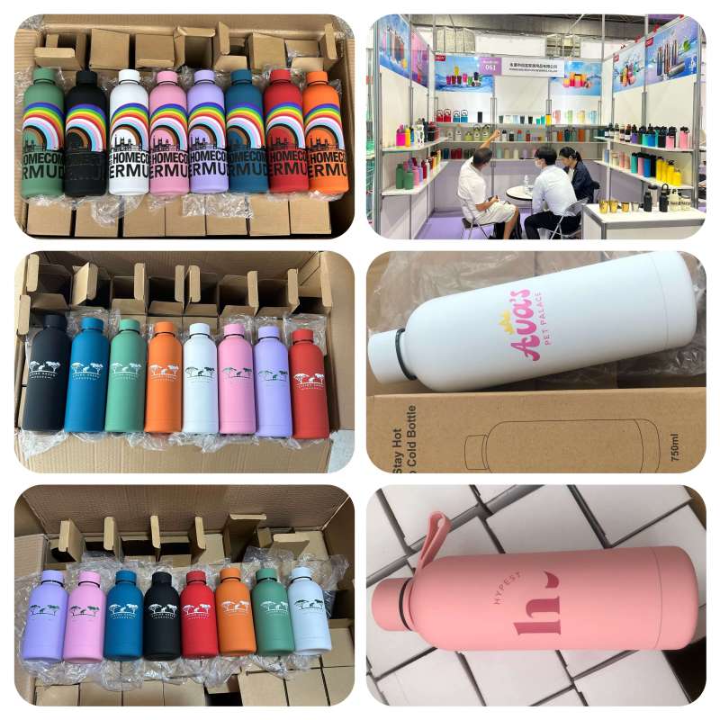 Wholesale Custom Logo 500 ML Rubber Paint Insulated Stainless Steel Sports Water Bottle With Silicone Handle