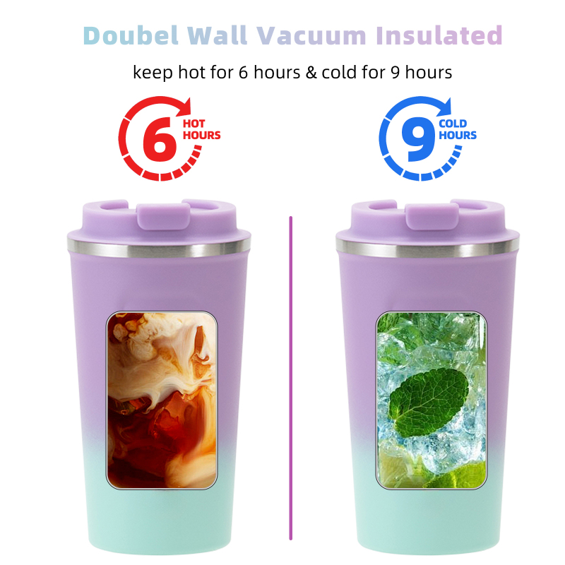 Portable 380ml Eco-friendly Stainless Steel Thermal Insulated Coffee Mug with Lid for Car Travel Hot Water Beer Tea