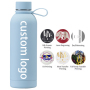 Factory Double Vacuum 304  Stainless Steel Rubber Paint 500ml Water Bottle With Silicone Handle