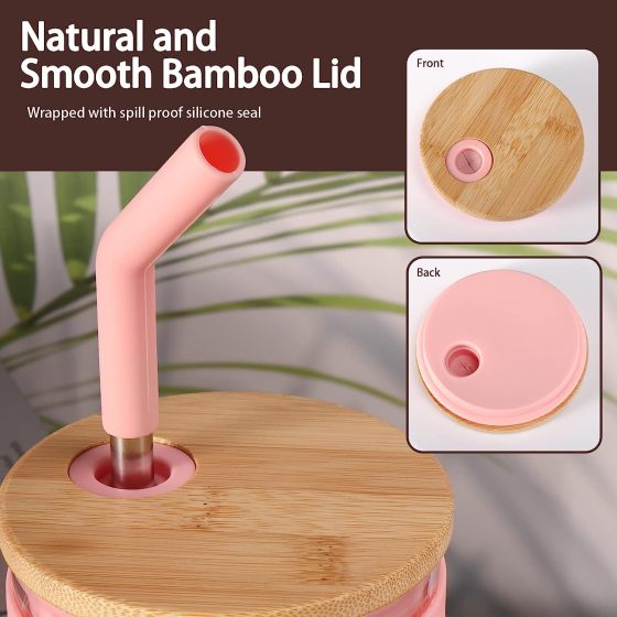 Wholesale Bpa Free 32Oz Double Wall Drinking  Juice Coffee Beer Clear Glass Suction  Cup Tumbler Mug for Glass With Bamboo Lid