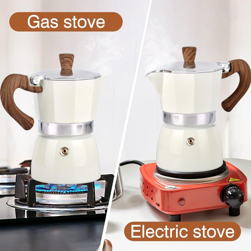Induction 3Cup 150 Ml 6Cup 300 ML Stovetop Espresso Classic Italian Aluminum Coffee Moka Pot With Soft Touch Handle