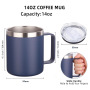 Custom Logo Spillproof Travel Mug 14oz Stainless Steel Coffee Mug Tumbler with Lid and Handle