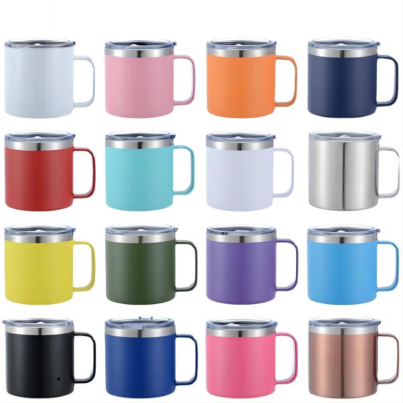 Custom Logo Spillproof Travel Mug 14oz Stainless Steel Coffee Mug Tumbler with Lid and Handle