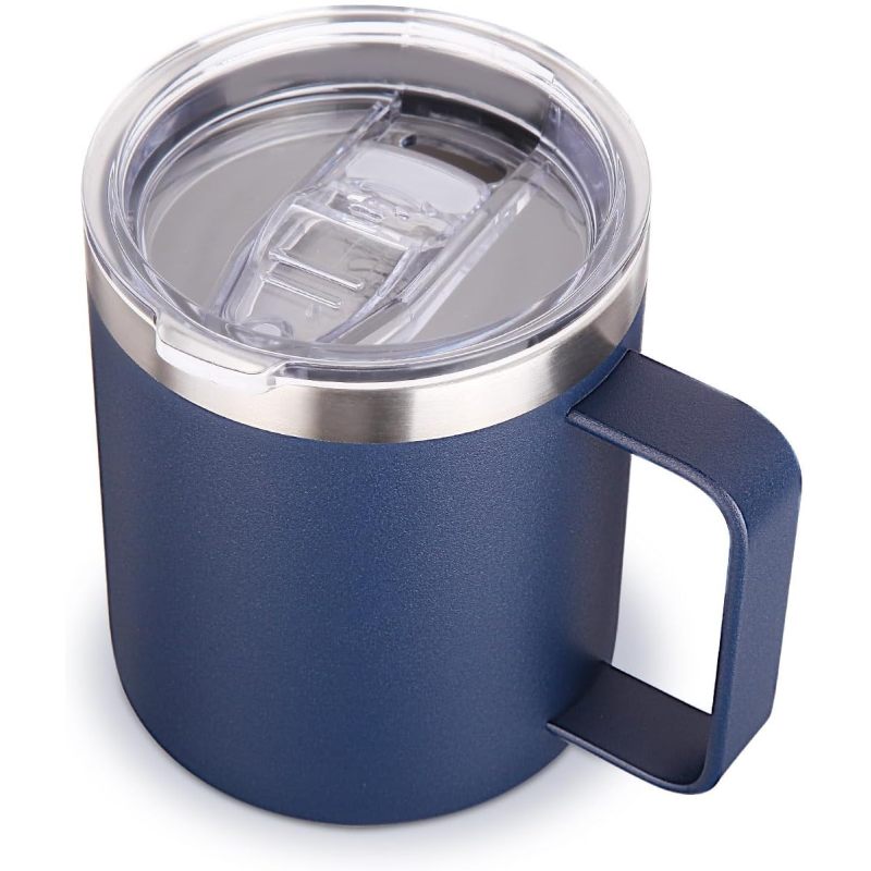 Custom Logo Spillproof Travel Mug 14oz Stainless Steel Coffee Mug Tumbler with Lid and Handle