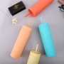 Double Wall Bpa Free Blanks Clear Pastel Plastic Yellow 16 Oz Skinny Acrylic Tumbler Cups With Lid  Straw