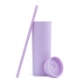 Double Wall Bpa Free Blanks Clear Pastel Plastic Yellow 16 Oz Skinny Acrylic Tumbler Cups With Lid  Straw