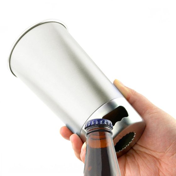 Factory Custom 16oz 20oz Insulation Stainless Steel Bottle Opener Cup Double Wall Metal Beer Tumbler with Opener